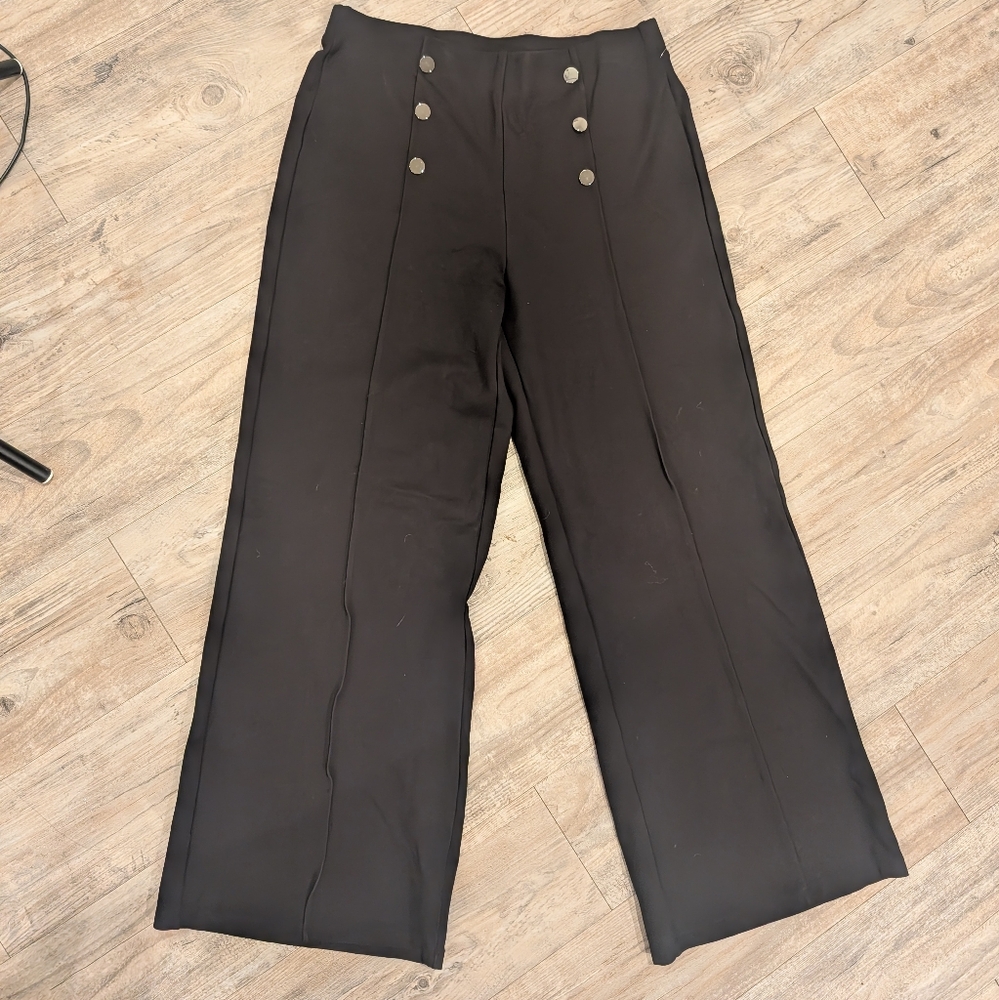 SOLD Halara Pants Size L High Waist Wide Leg Black Pockets Buttons Slim Flare - Picture 5 of 11